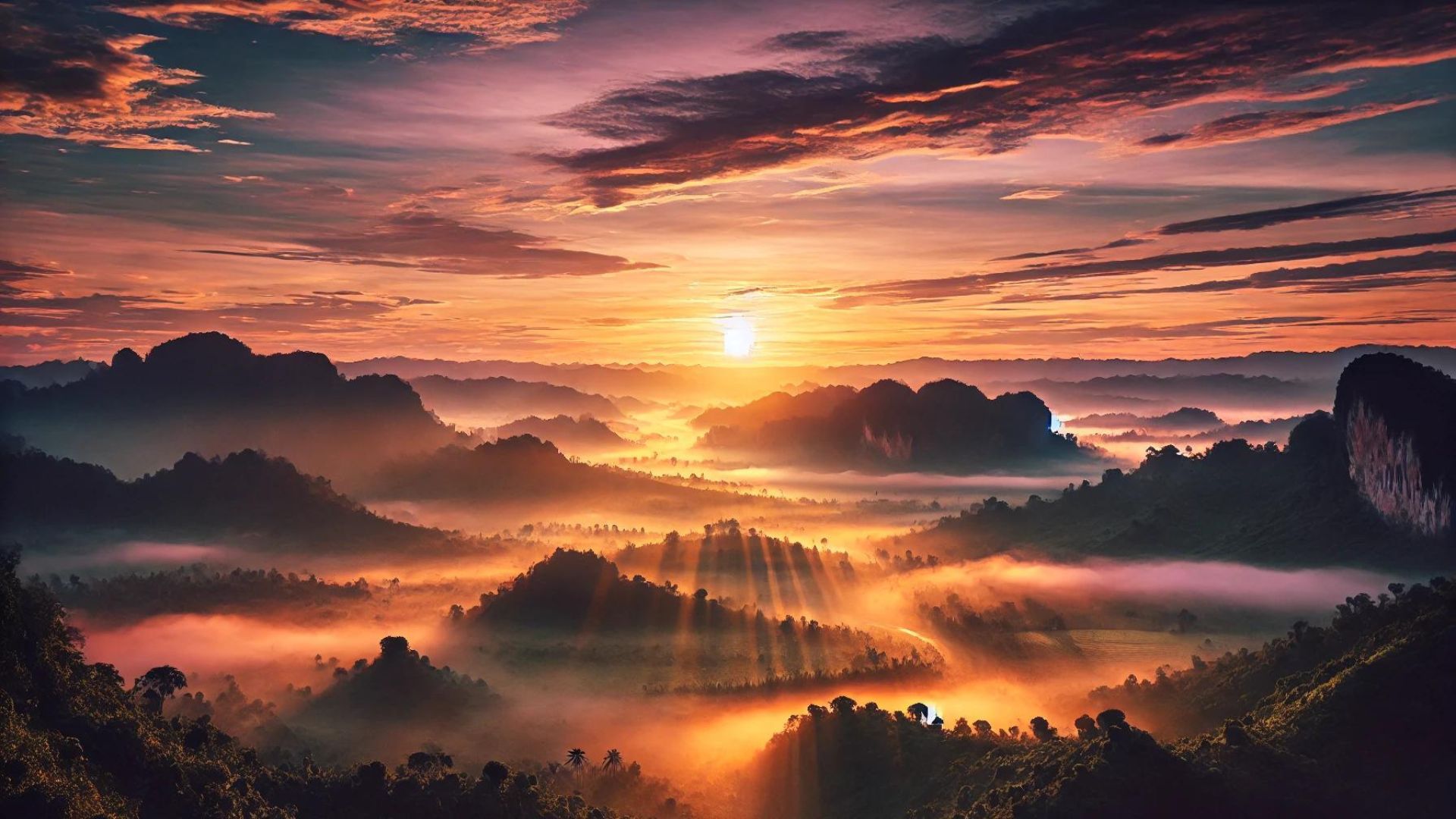 Sunrise over landscape